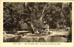 VINTAGE POSTCARD Vichy In the Large Parks a Pretty Corner with the Basin of the Swans