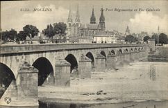 VINTAGE POSTCARD Moulins the Regemortes Bridge and View