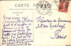 POSTAL de la VENDIMIA Moulins una esquina de los niños de Jacquemard de la barra del refresco del restaurante del viejo hombre Moulins