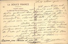 VINTAGE POSTCARD Soft Vichy France the Village hall Of the Large Casino