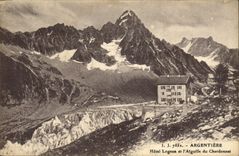 VINTAGE POSTCARD Argentiere Hotel Lognan and the needle of the Hanging-post