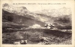 La POSTAL de la VENDIMIA de Grenoble tiene columna de Briançon de Lautaret y del galiber