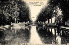 VINTAGE POSTCARD Castle Of Muzzle Close Asnieres On Oise the water Fall