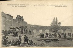 VINTAGE POSTCARD Champigny On the Marne After the Battle Ambulances of the press
