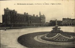 CPA St Germain en Laye Le Parterre Le Chateau L'Eglise et la Gare