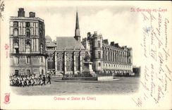 CPA St Germain en Laye Chateau et Statue de Thiers