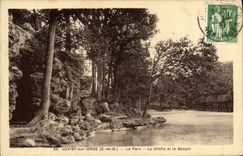 VINTAGE POSTCARD Juvisy on Barley the Park the Cave and the Basin