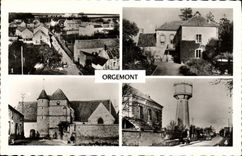 CPM Orgemont Panorama La roseraie L'eglise Mairie Ecole 