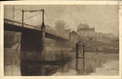 VINTAGE POSTCARD Museum of Saint Denis Meret the old suspended bridge of the island