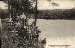 CPA Colonie de Vascaces ND de Bon Espoir Buillon La peche a la ligne Enfants TOP