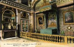 VINTAGE POSTCARD Palate of Versailles Chambire of Louis XIV