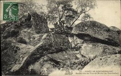 VINTAGE POSTCARD Foret De Fontainebleau Rendez Of Become engaged Rock of the young ladies