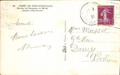 VINTAGE POSTCARD Drill De Fontainebleau Rock Of Rousseau and Millet Falls of Apremont