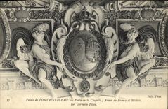VINTAGE POSTCARD Palais De Fontainebleau Carries Vault Weapons of France and Medicis by Germain Pilon