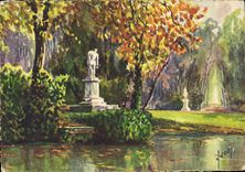 VINTAGE POSTCARD Fontainebleau the Palate a Corner Of the Park