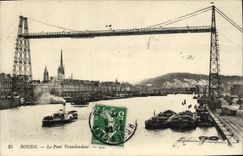 VINTAGE POSTCARD Roouen the Transporter bridge Boats Barges