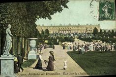 Jardines de Versalles de la POSTAL de la VENDIMIA de la vista en el castillo