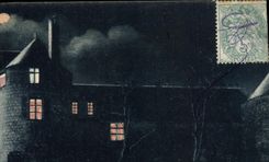 VINTAGE POSTCARD Dourdan the night Frontage of the castle