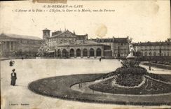 CPA St Germain en Laye L'Eglise et la Mairie Vues du parterre