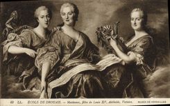 VINTAGE POSTCARD School De Drouais Mesdames Filles of louis XV Adelaide Victoire Museum of Versailles
