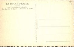 VINTAGE POSTCARD Soft Fontainebleau France Gardens Of the Palate Fountain Of Diane