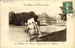 CPA Le Palais De Fontainebleau Le Bateau Du Prince imperial et le chateau