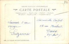 VINTAGE POSTCARD the Palate De Fontainebleau the Boat Of the imperial Prince and the castle