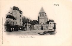 VINTAGE POSTCARD Lagny the Town hall And the Church
