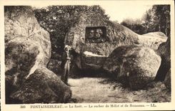 VINTAGE POSTCARD Fontainebleau the Drill rocks of Millet and Rousseau