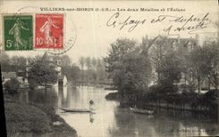 VINTAGE POSTCARD Villiers On Morin Both Moulins And the Lock
