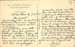 VINTAGE POSTCARD Soft France Palate De Fontainebleau Gallery Henri II