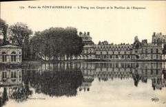CPA Palais De Fontainebleau L'Etang Aux Carpes Et Le Pavillon De l'Empereur