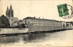 VINTAGE POSTCARD Melun the Central House And the Notre Dame Church