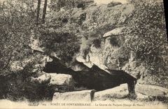 VINTAGE POSTCARD Foret De Fontainebleau the Cave Of the Perjury Gorges with Houx