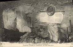 VINTAGE POSTCARD Drill of Fontainebleau Cave of Augas and Medaillon of Paul Merwart