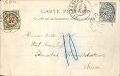 VINTAGE POSTCARD La Chapelle on Crecy Interieur of the church Stamps Swiss Tax