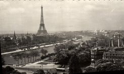 POSTAL MODERNA París mientras que da un paseo Prespective del Seine la torre Eiffel y el paladar de Chaillot