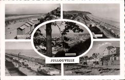 MODERN CARD Jullouville the beach and the dam Panorama View the beach