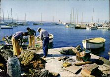 VINTAGE POSTCARD Reflections Of the Dimension of Azure Fishing In the Mediterranean Preparations for the sin