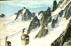 POSTAL MODERNA Chamonix Mont Blanc cambia el sur los portadores del carro-grúa monocarril en la torre redonda de Blanche del valle y el capuchón grande