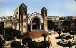 CPM Oran La Cathedrale Et La Statue Jeanne d'ARc