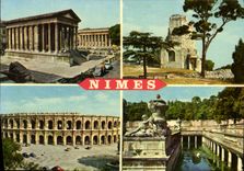 POSTAL MODERNA Nimes los jardines de Magne de la vuelta de la arena de los romanos de Baisn de la fuente