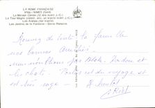 POSTAL MODERNA Nimes los jardines de Magne de la vuelta de la arena de los romanos de Baisn de la fuente