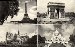 CPM Paris Et Ses Merveilles La Tour Eiffel Parc De Triomphe De l'Etoile