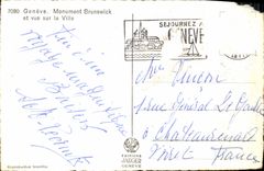 MODERN CARD Geneva Brunswick Monument And Vue On the City