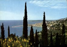 POSTAL MODERNA sitios maravillosos de la dimensión de la opinión del azul Menton encendido