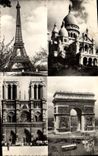 CPM Paris Et Ses Merveilles La Tour Eiffel Sacre Coeur Notre Dame Arc de Triomphe