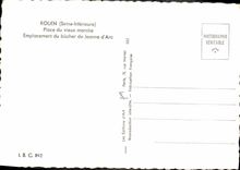 MODERN CARD Rouen Place Of Old Goes Site of roughing-hew of Jeanne d' Arc