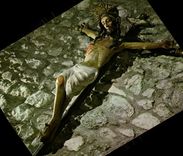 MODERN CARD the Church Of Villefranche De Conflent large Christ out of wooden