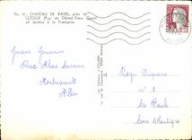 MODERN CARD Castle De Ravel Close De Lezoux Western Face and gardens with the Frenchwoman